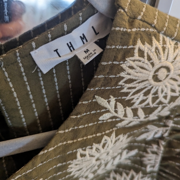 THML embroidered striped green top M - Picture 4 of 6